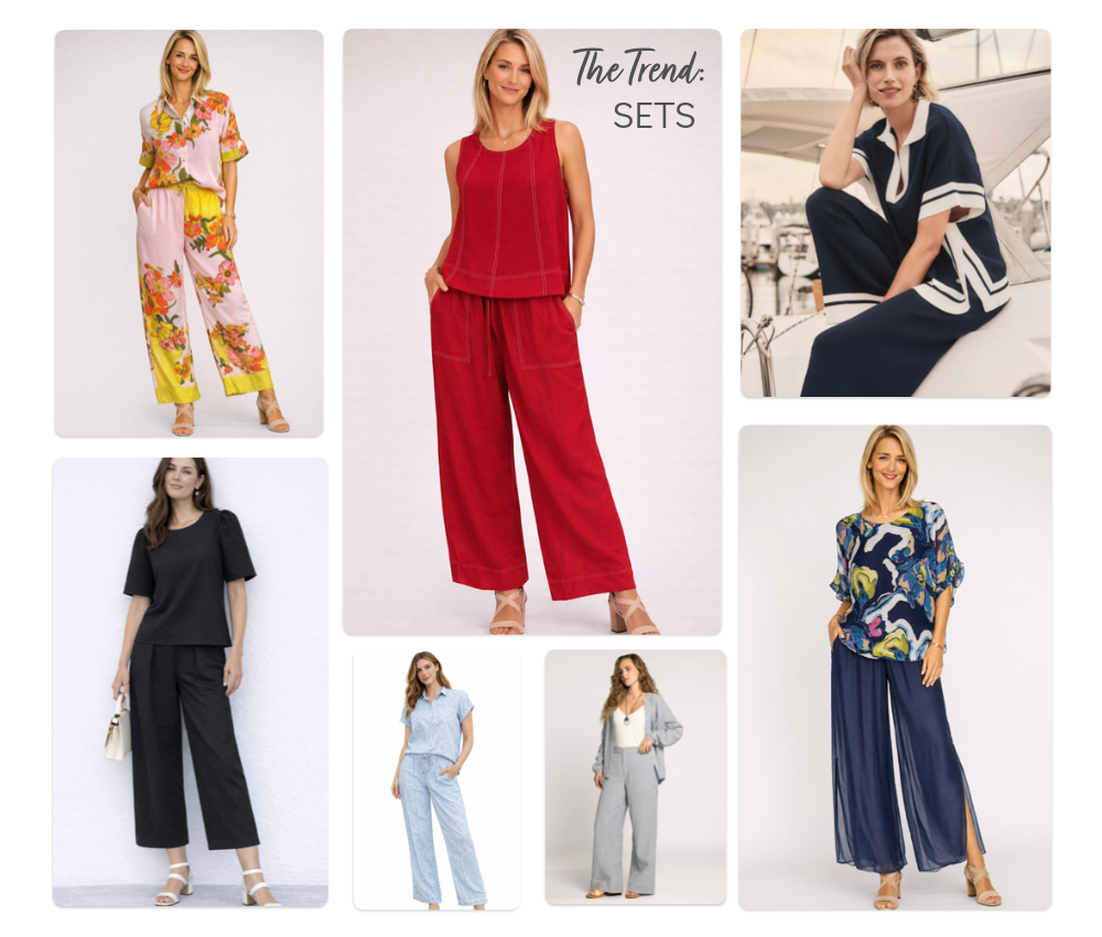 2026 Fashion Trend: Matching Sets with Tops and Bottoms Collage of Coordinating Fashion Clothing Sets