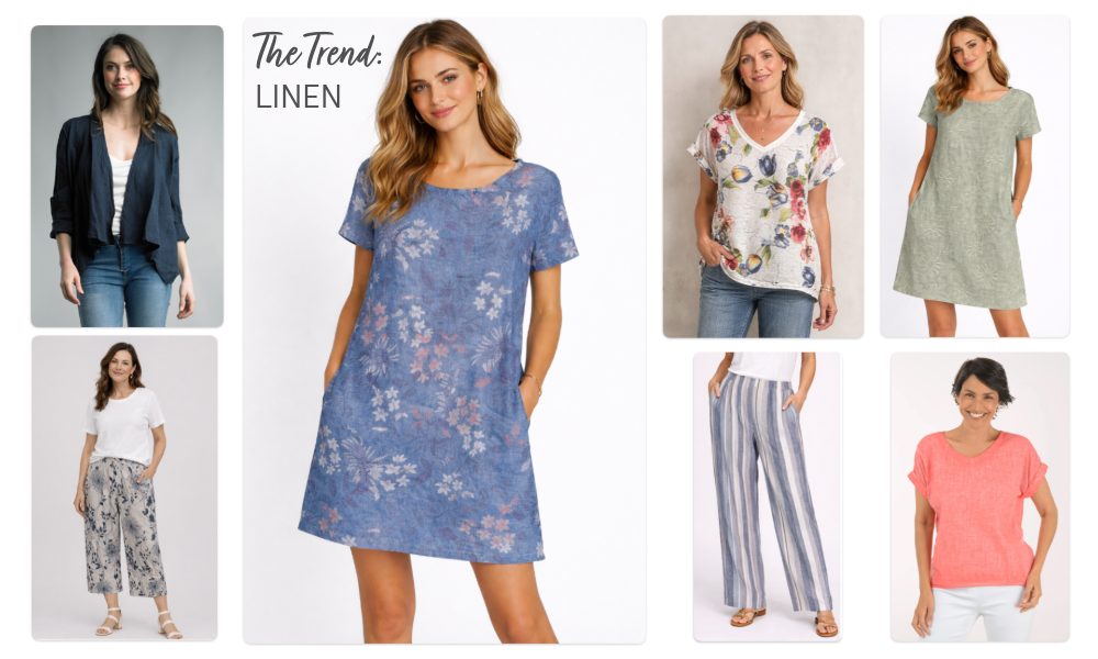 2026 Spring Fashion Trend: Linen Collage of spring linen clothing